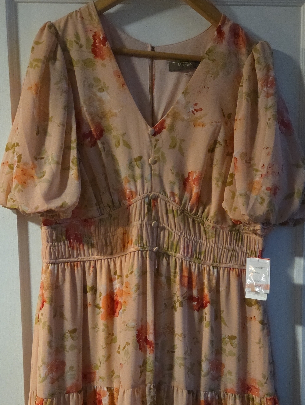 Floral Tiered Midi Dress - Blush Pink
